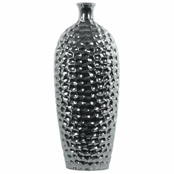 Urban Trends Collection Ceramic Oval Vase with Small Mouth, Silver - Large 21293